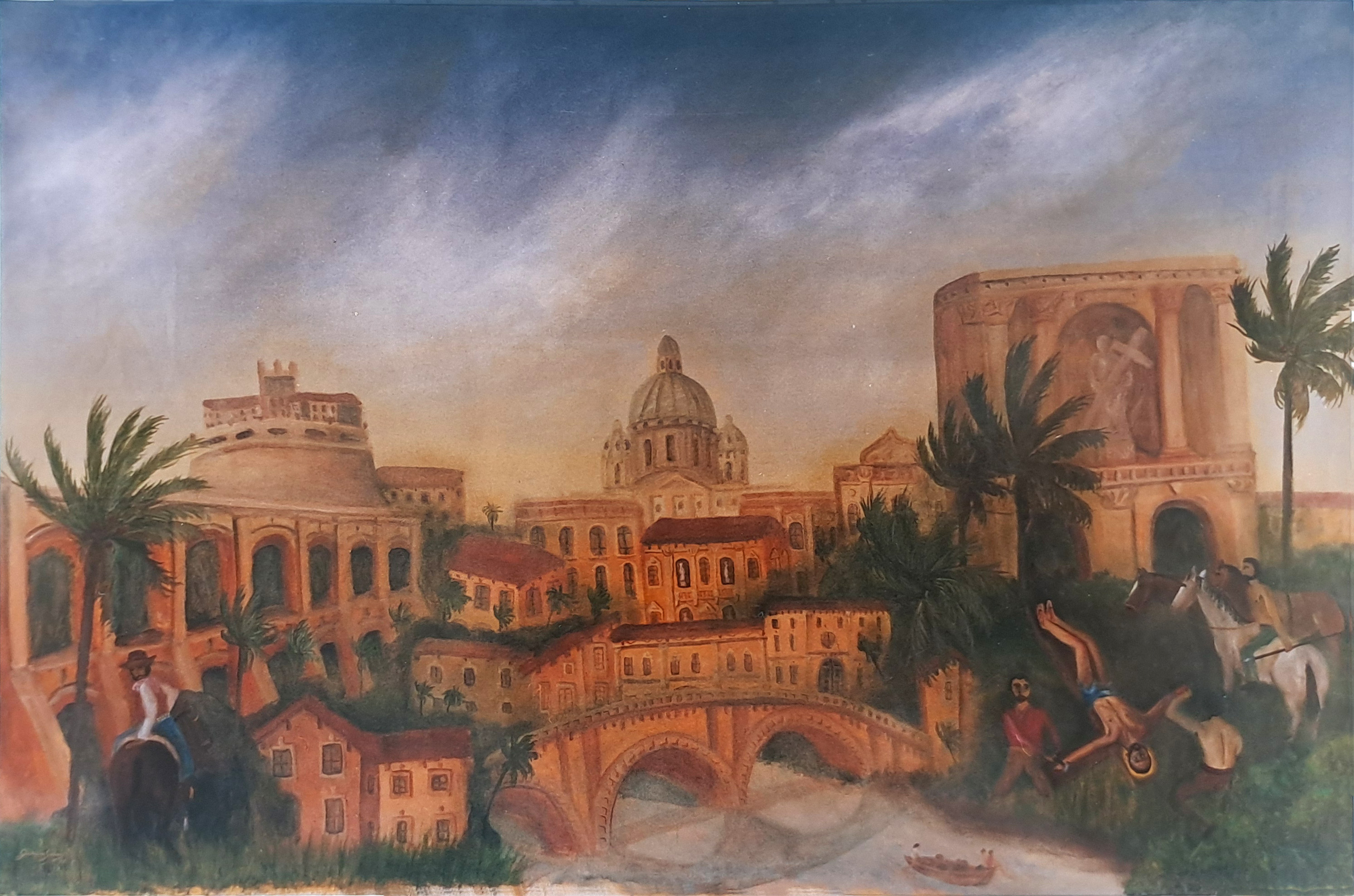 SGSP662. Santiago García Sáenz. El martirio de San Andrés, 1995. Óleo sobre tela. 110 x 150 cm