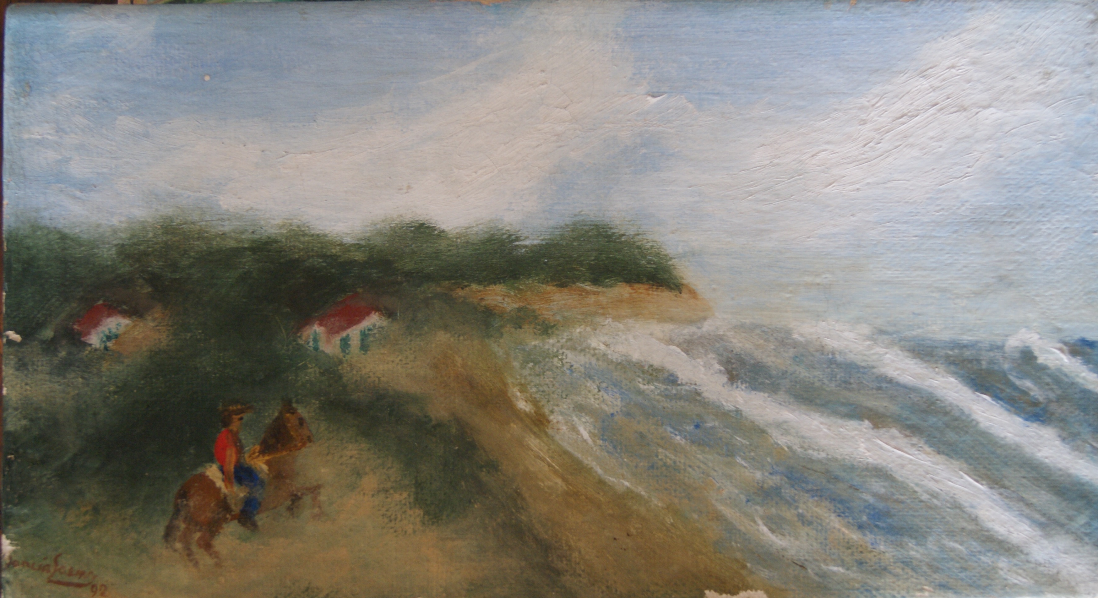SGSP674. Santiago García Sáenz. Dando gracias a Dios, 1992 Óleo sobre tela. 20 x 35 cm